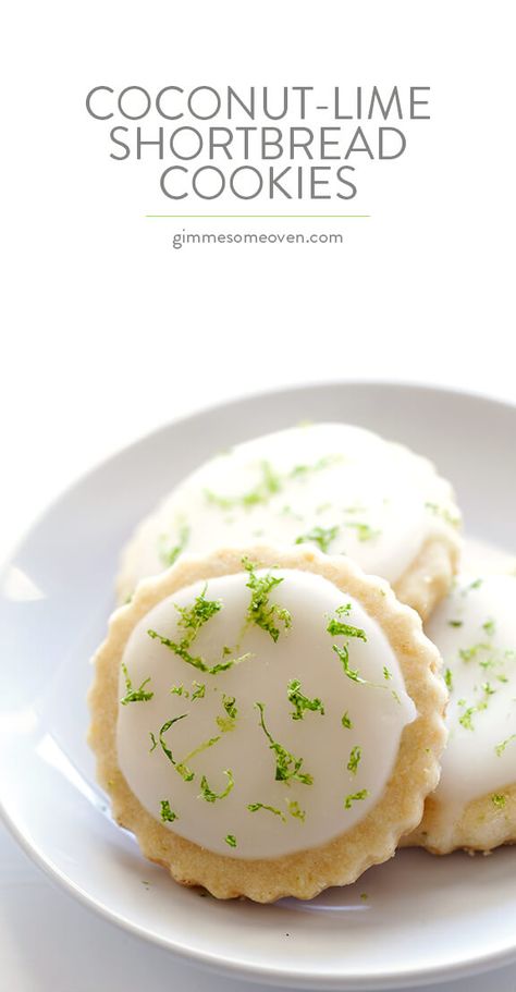 Lime Shortbread Cookies, Lime Shortbread, Lime Glaze, Shortbread Cookies Recipe, Lime Cookies, Gimme Some Oven, Shortbread Cookie Recipe, Favorite Cookie Recipe, White Plate