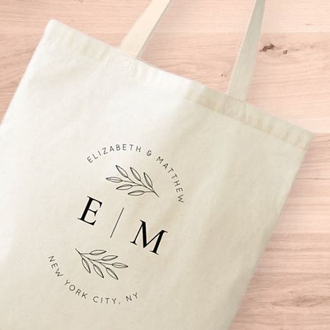 Wedding Elegant Chic Modern Simple Chic Monogram Tote Bag - Tote Bags Diy Handbags, Wedding Tote Bag, Wedding Souvenir, Wedding Tote, Cursive Script, Modern Minimalist Wedding, Monogram Tote Bags, Wedding Elegant, Diy Handbag