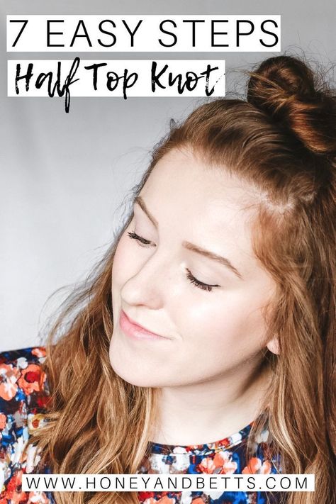 How to do a top knot? Hannah, from the popular Canadian beauty blog Honey & Betts, shares how she create the half up and half down look with long hair. From the best dry shampoo, to placing the bun on top of your head just right, and the variation between a high bun and a low bun. Check it out! #topknot #hairstyles @honeyandbetts Hair Knot Tutorial, Top Knot Tutorial, Half Top Knot, Best Dry Shampoo, Half Top, Top Knot Bun, Knot Bun, Knot Hair, Top Knot Hairstyles