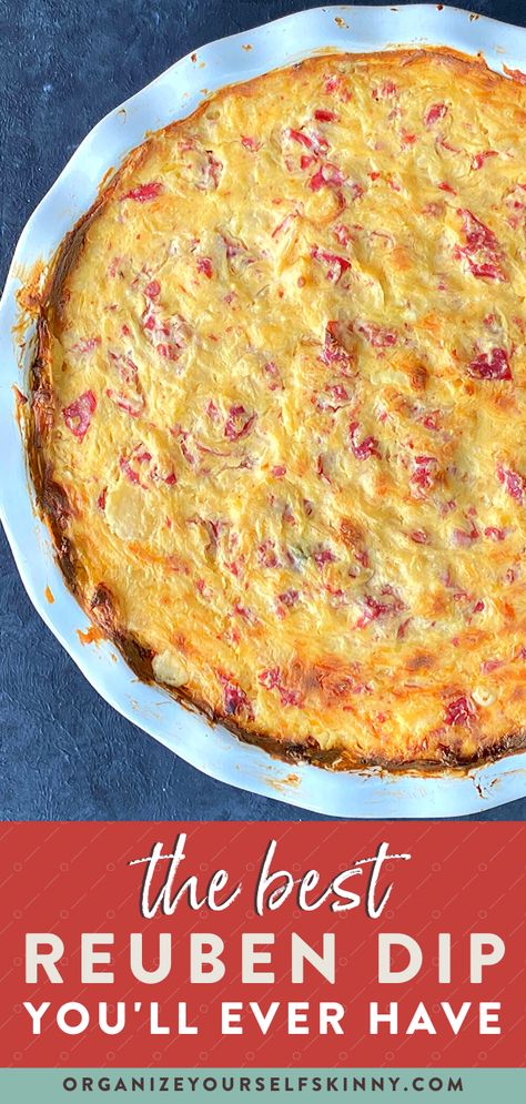 Ruben Dip Recipe, Hot Reuben Dip, Healthy Party Dips, Reuben Dip Recipe, Spicy Sausage Dip, Classic Reuben Sandwich, St Patricks Food, Reuben Dip, Baked Dips