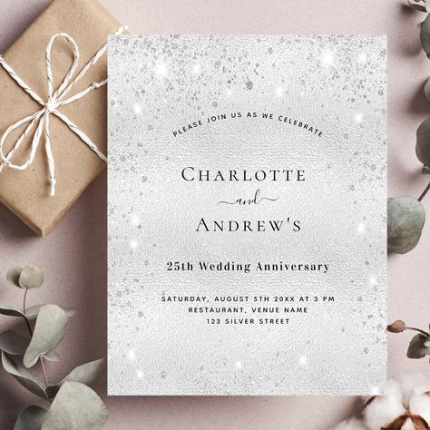 Butterfly Wedding Invitations, Popular Wedding Invitations, 25th Anniversary Party, Postcard Wedding Invitation, Butterfly Invitations, Silver Invitation, Glitter Butterfly, Budget Wedding Invitations, Invitation Flyer