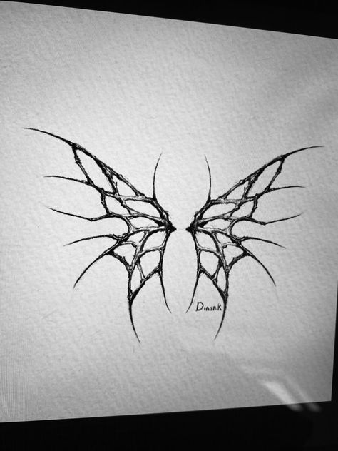 Gothic Wings Back Tattoo, Cybersigil Butterfly, Hand Palm Tattoos, Spider Web Tattoo, Small Chest Tattoos, Tattoos For Black Skin, Creepy Tattoos, Red Ink Tattoos, Sketch Tattoo Design