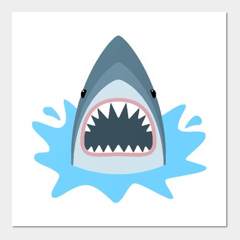 Shark Posters, Shark Mouth Open, Shark Party Decorations, Swimming Posters, Shark Drawing, Shark Mouth, Big Shark, Mouth Drawing, Shark Birthday Party