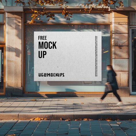 Free Storefront Poster Mockup PSD Digital Billboard, Poster Mockup Psd, Free Poster, Large Poster, Branding Mockups, Poster Mockup, Environmental Graphics, Business Card Mock Up, Advertising Photography