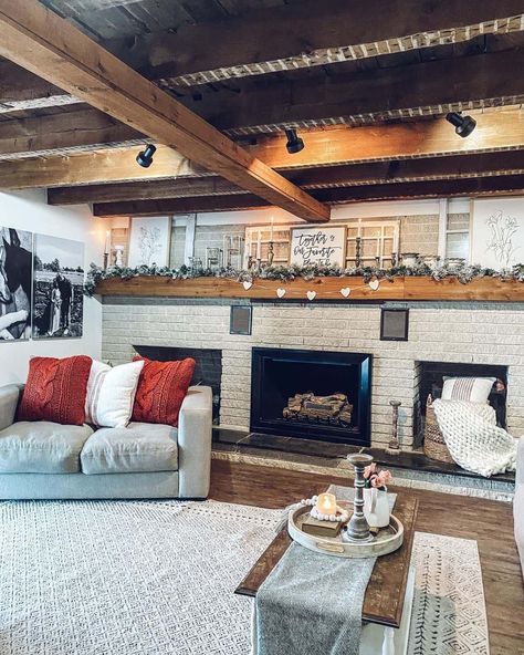 How Do You Style a Long Fireplace Mantel? (incl. 10 examples) Styling A Long Mantle, Long Fireplace Mantle Decor With Tv, Decorating Long Mantel Ideas, Long Mantel Decor, Wall To Wall Mantle, Decorating A Large Mantle, Long Mantle Ideas, Large Fireplace Ideas, Long Fireplace Wall