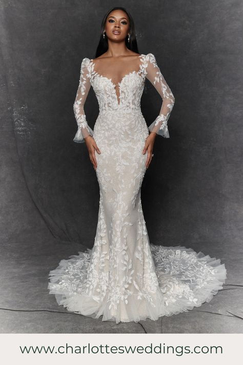 Shopping for your dream wedding dress? Brides love this long sleeve lace wedding dress from Justin Alexander Signature. Charlotte's is the best wedding dress shop in Portland, Oregon with the largest selection of wedding dresses in PDX. Find plus size, a line, fit and flare, beaded wedding dresses and so much more! Shop bridal accessories, veils, jewelry and bridal merch! Wedding Gown With Sleeves, Justin Alexander Signature, Flare Wedding Dress, Girls Bridesmaid Dresses, Allure Bridals, Fit And Flare Wedding Dress, Justin Alexander, Wedding Dresses Beaded, Long Sleeve Gown