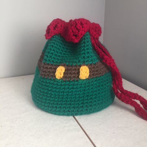 Crochet Elf Drawstring Bag Pattern Crochet Bag Christmas, Crochet Bag Drawstring, Crochet Snowman Gift Bag, Small Crochet Drawstring Bag, Crochet Christmas Drawstring Bag, Crochet Christmas Ideas, Crochet Mini Pouch, Bag Free Crochet Pattern, Crochet Elf