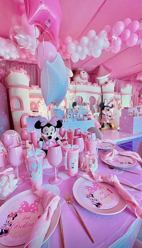 Minnie Mouse Birthday Theme, Minnie Mouse Theme Party, Surprise Birthday Decorations, Minnie Mouse Birthday Party Decorations, Mickey Mouse Baby Shower, Minnie Mouse Birthday Decorations, Bday Party Kids, Baby Shower Party Themes, Backyard Birthday Parties