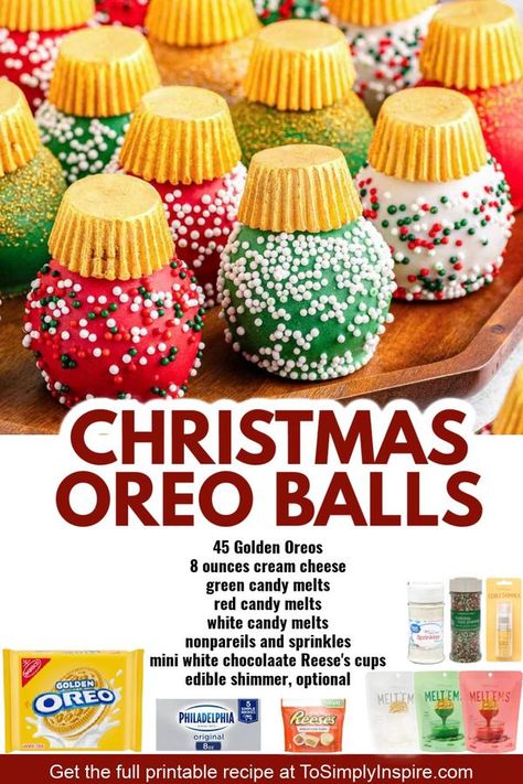 Christmas Ornament Oreo Balls, Oreo Balls Christmas, Christmas Oreos, Christmas Oreo, Best Cookie Recipe Ever, Golden Oreo, Cooking Tricks, Best Holiday Cookies, Reeses Cups