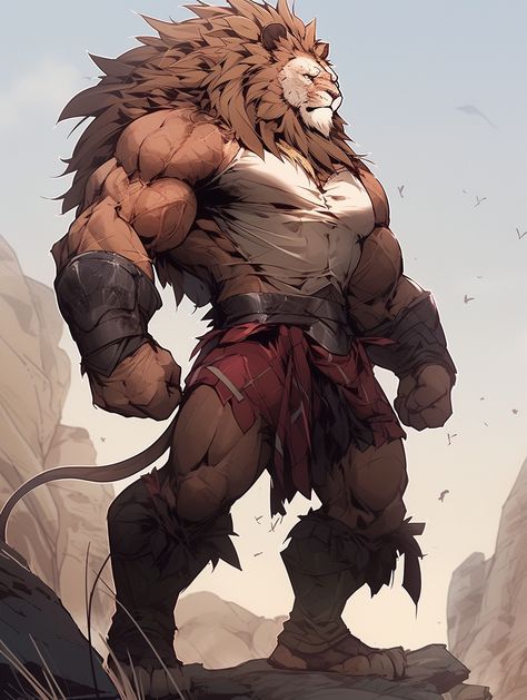 Lion Lion Monster Art, Were Lion, Werelion Art, Lion Character Design, Anthro Lion, Lion Armor, Lion Knight, Lion Hair, Beast King