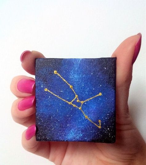 Constellation Painting, Leo Constellation Tattoo, Virgo Constellation Tattoo, Taurus Constellation, Leo Constellation, Horoscope Taurus, Constellation Tattoos, Star Constellations, Small Canvas Art