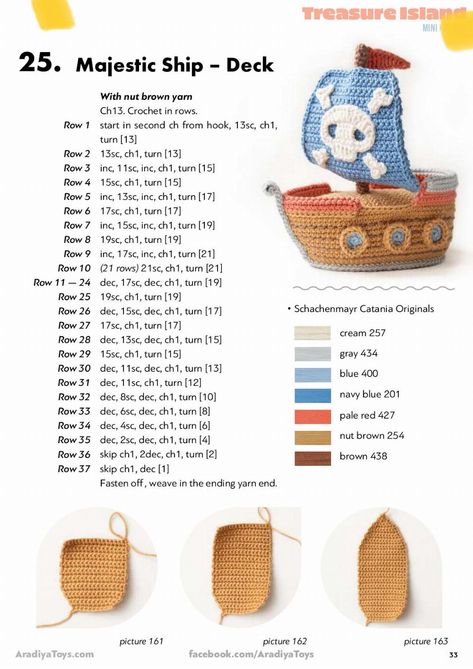 pirat ship crochet pattern Crochet Pirate Free Pattern, Crochet Pirate Ship, Crochet Pirate, Crochet Miniatures, Pirate Boats, Toy Crochet, Parrot Toys, Sailor Mercury, Sailor Venus