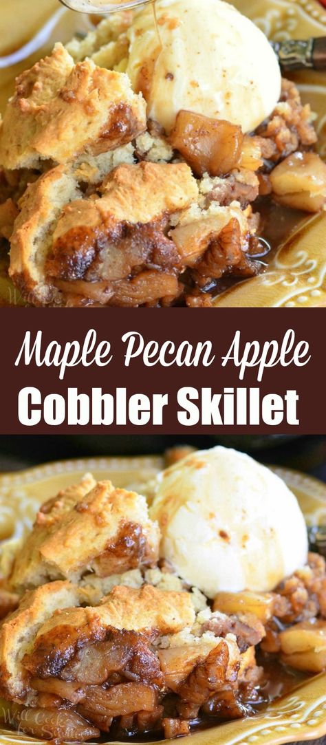 Apple And Pecan Recipes, Apple Cobbler Recipe Home Made, Recipes With Maple Syrup Desserts, Pecan Pie Maple Syrup, Deserts With Maple Syrup, Things To Make With Maple Syrup, Apple Pecan Dessert, Desserts Sweetened With Maple Syrup, Maple Recipes Desserts