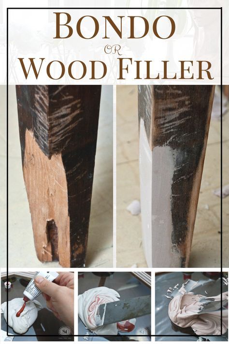 Bondo or Wood Filler | Salvaged Furniture Repair | Salvaged Inspirations   #bondo #woodfiller #furniturelegrepair #furniturerepair #sandingbondo #easyrepair #DIY #paintedfurniture #salvagedfurniture Repair Wood Furniture, Salvaged Furniture, Wood Repair, Furniture Fix, Furniture Rehab, Furniture Redo, Diy Furniture Renovation, Wood Filler, Diy Holz