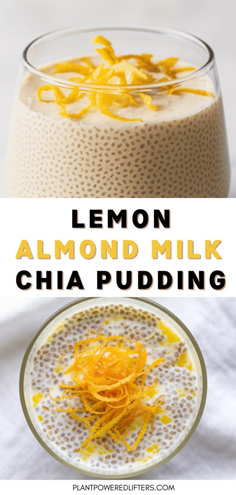 This lemon chia seed pudding with almond milk is both healthy and easy to make. Perfect as a vegan breakfast or vegan dessert that you can add to your own list of chia seed pudding recipes. On top of that, it's dairy-free as well. Give it a try! Chia Seed Pudding With Milk, Lemon Cream Chia Pudding, Lemon Vanilla Chia Pudding, Chia Seed Pudding With Almond Milk, Chia Seed Pudding Lemon, Lemon Chia Pudding Recipes, Ibs Friendly Dinner Recipes, Chia Flax Seed Recipes, Chia Seed Recipes Healthy