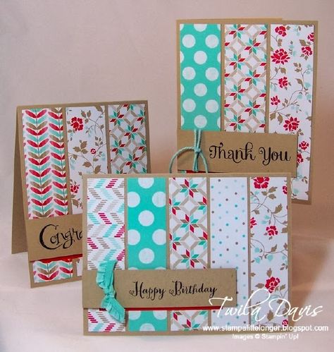 Fresh Prints Quick and Easy Cards Scrappy Cards, Birthday Card Ideas, Washi Tape Cards, Easy Cards, Quick Cards, Some Cards, E Card, Handmade Birthday Cards, Card Layout