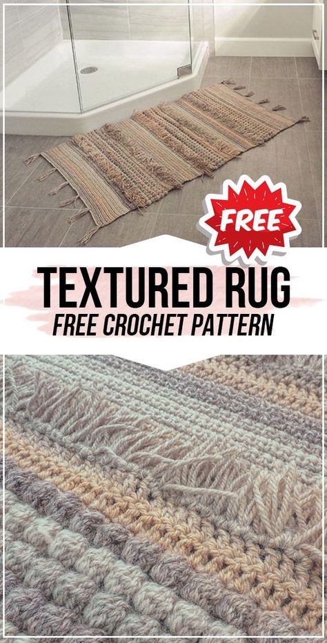 Crochet Textured Rug  Pattern free pattern - best crochet Rug pattern for beginners curated by shareapattern.com Easy Crochet Rug Patterns, Easy Crochet Rug, Crochet Rug Pattern, Crochet Rug Patterns Free, Rug Crochet, Textured Rug, Crochet Rugs, Mug Rug Patterns, Crochet Baskets