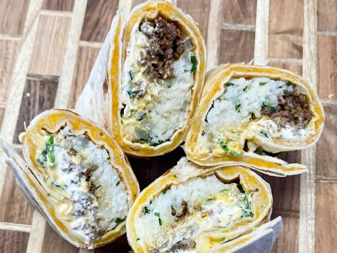 Quesarito (Taco Bell Copycat) – Catherine's Plates Quesarito Taco Bell, Catherine's Plates, Stick Of Butter Rice, Taco Bell Copycat, Ground Beef Rice, Cilantro Rice, Nacho Cheese Sauce, Stuffing Casserole, Ground Beef Tacos