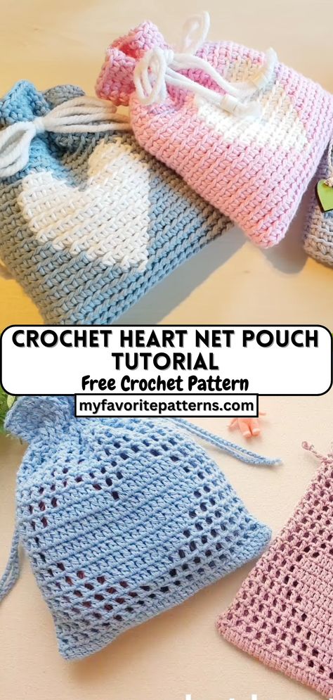 Crochet Heart Net Pouch Bag Tutorial Heart Crochet Purse, Crochet Pouch Bag Pattern, Crochet Heart Pouch, Crochet Heart Bag, Small Bag Pattern, Crochet Small Bag, Customization Ideas, Valentines Gift Bags, Quick Crochet Patterns