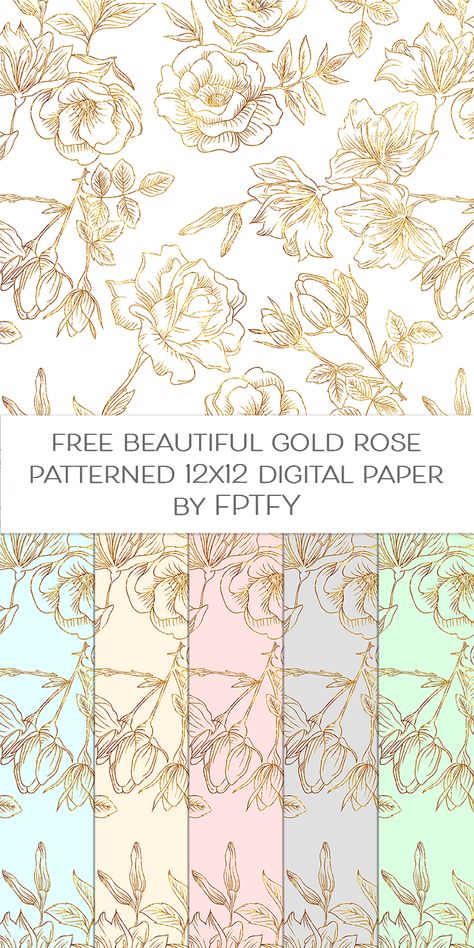 Free Gold outlined Rose Patterned 12x12 digital paper by FPTFY Free Digital Scrapbooking Paper, Gold Digital Paper, Digital Paper Free, Glitter Digital Paper, Journal Making, Floral Paper, Free Digital Scrapbooking, Library Displays, Printable Scrapbook Paper