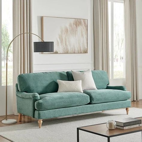 Sea Green Sofa, Green Sofa Living, Traditional Loveseat, Foam Sofa, Barn Interior, Chenille Sofa, Green Sofa, Beautiful Sofas, Premium Bedding