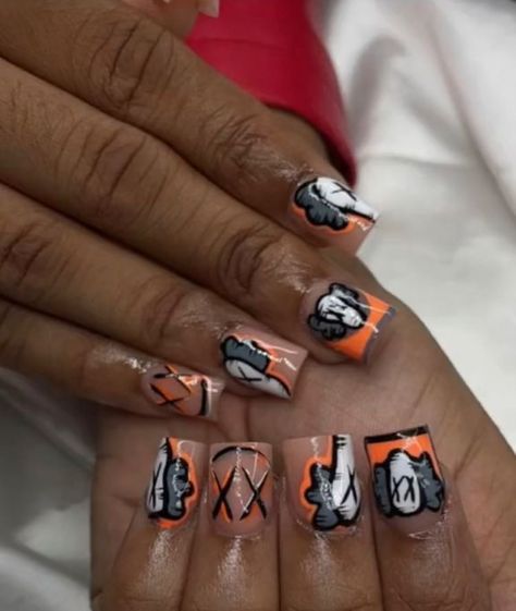 Concert Nails, Girls Nail Designs, Acrylic Nail Set, Drip Nails, Gel Nails Diy, Colored Acrylic Nails, French Tip Acrylic Nails, Dope Nail Designs, French Acrylic Nails