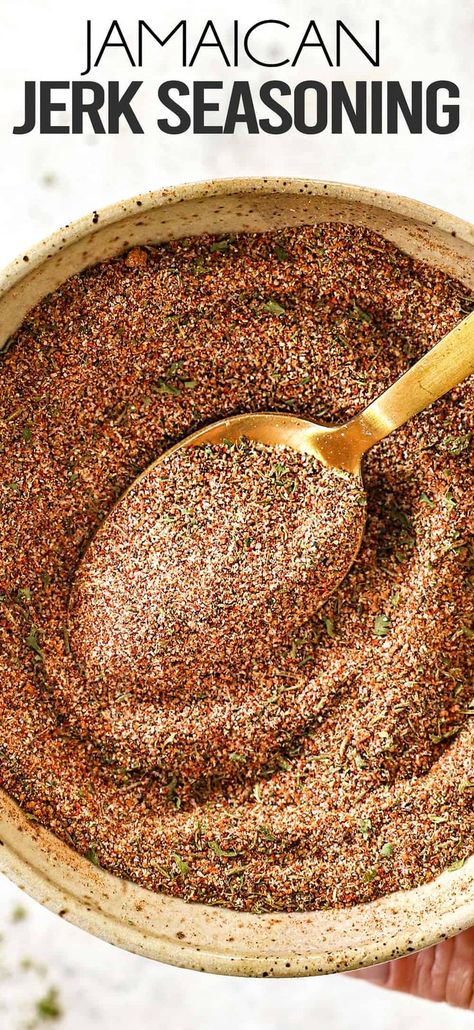 Jamaican Jerk Seasoning is quick and easy to make at home, easy to customize and tastes fabulous on just about everything!  #jerkseasoning #allspice #jerkrub #jerkchicken #jerkspicerub #jerkchickenseasoning #spicerub #spiceblend #spicyrecipe #spicyrecipes #grilling #grillrecipes #grillingrecipes #grilledchicken #dinner #dinnerrecipes #dinnerideas #recipes #easyrecipe #recipes #recipeoftheday #recipeideas #recipe #healthyeating #healthyrecipe Jerk Chicken Seasoning, Jerk Seasoning Recipe, Jerk Chicken Marinade, Jamaican Seasoning, Jerk Marinade, Jerk Chicken Recipe, Jamaican Jerk Seasoning, Jamaican Jerk Chicken, Carlsbad Cravings