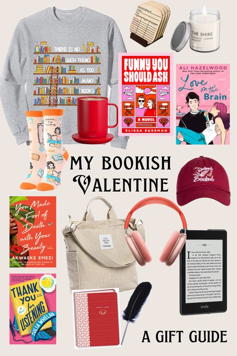 Need some Valentine’s gift ideas? Ive curated a bunch of bookish valentines day gifts for the book lover in your life! Follow the link for ideas. (Contains affiliate links) Valentine | valentines day | Book aesthetic | Books to read | Book worms Bookish Valentines, Elissa Sussman, Personal Library Kit, Aesthetic Books To Read, Bookish Content, Valentines Day Book, Valentines Day Baskets, Literature Gifts, Book Log