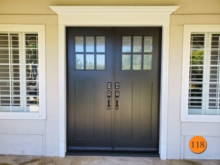 118-craftsman-60x80-jeld-wen-aurora-a362-fiberglass-double-entry-door-6-lite-sdl-with-rain-privacy-glass-mahogany-grain-factory-painted-tricorn-black-in-rancho-cucamonga-ca Modern Farmhouse Double Front Door, Double Front Doors Black, Wooden Double Doors Entrance Front Entry, Black Exterior Doors Front Entry, Front Door Double Doors Entrance, Double Front Doors Entrance, Wooden Double Front Doors Modern, Black Double Front Door, Double Entry Front Doors