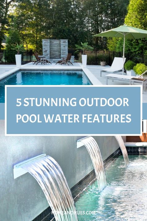 Enhance your outdoor space with 5 stunning pool water features, including cascading waterfalls and mesmerizing fire and water combinations. Pool Water Features Waterfalls, Pools With Water Features, Pool Budget, Water Combinations, Pool Water Features, Diy Swimming Pool, Backyard Gardening, Fire And Water, Swimming Pool Water