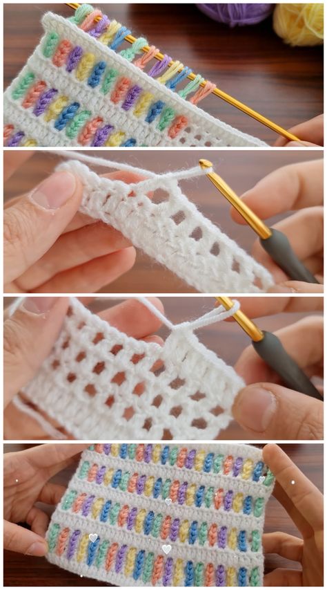 Crochet Blanket Stitch, Crochet Box Stitch, Hands Embroidery, Crochet Blanket Stitch Pattern, Crochet Stitches For Blankets, Crochet Afghans, Crochet Purse, Crochet Square Patterns, Crochet Stitches Tutorial