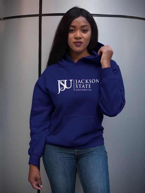 Jackson State University Tigers White Side Floating JSU 1877 HoodieDetails: Celebrate the unique traditions and history of JSU with this classic floating JSU T-shirt. It features detailed printed graphics on the front, highlighting the classic and iconic JSU logo. This tee is sure to provide an ultra-soft feel for unmatched comfort on game days and beyond.Features: Retail fit. Unisex sizing.Product Description: (may vary by shirt brand, style, and/or color) 100% cotton 90/10 cotton/poly (Athleti Jackson State University, Jackson State, Unique Hoodies, State University, Tigers, Black Hoodie, Unisex Sweatshirt, Knit Jersey, Unisex Hoodies