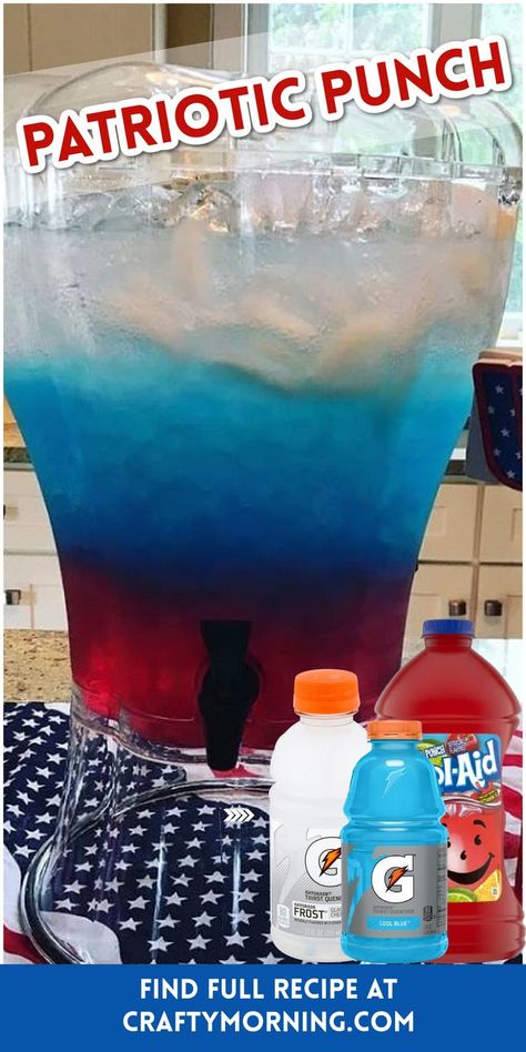 Layered 4th Of July Drinks, Patriotic Birthday Party For Kids, Fun 4th Of July Food Ideas Easy, 4th Of July Party Punch For Kids, Craft For 4th Of July, Fourth Of July Chips And Dip, Patriotic Drinks For Kids, Memorial Day Punch For Kids, Red White And Blue Snacks 4th Of July