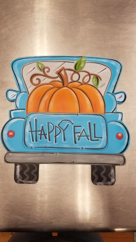 October Window Painting, Fall Painted Window Ideas, Whimsical Fall Paintings, Fall Window Painting Ideas, Sonic Decorations, Fall Window Painting, Truck Template, Thanksgiving Watercolor, October Events