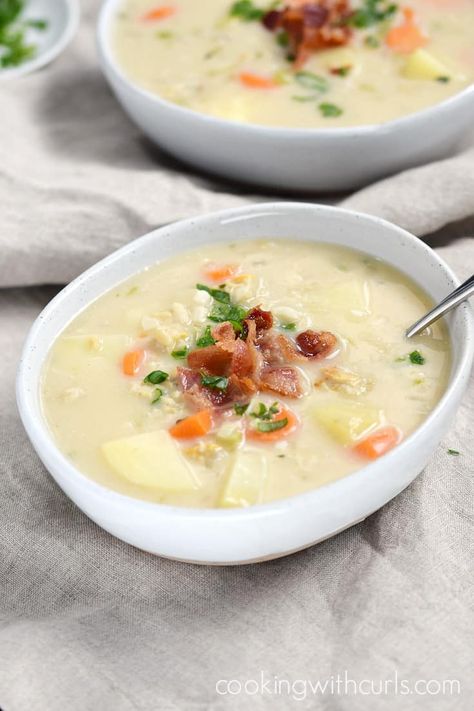 Whole 30 Clam Chowder Ham Cheese Soup, Paleo Sausage, Whole 30 Soup, Ham Soup Recipes, New England Clam Chowder, Keto Broccoli, Paleo Soup, Ham Soup, Keto Soup