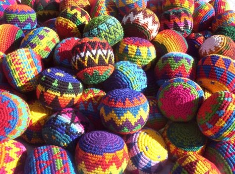 The Art of Crochet - Hacky Sacks Crochet Hacky Sack Pattern, Childhood Objects, Hackey Sack, Crochet Hacky Sack, Yarn Ribbon And Thread, Hacky Sack, 90's Toys, Paper Video, Street Corner