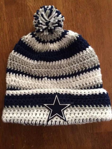 Crochet Cowboys Beanie, Crochet Dallas Cowboys Hat, Dallas Cowboys Crochet Hat, Crochet Team Hat, Dallas Cowboy Crochet, Cowboys Crochet, Crochet Packaging, Mens Crochet, Mens Crochet Beanie