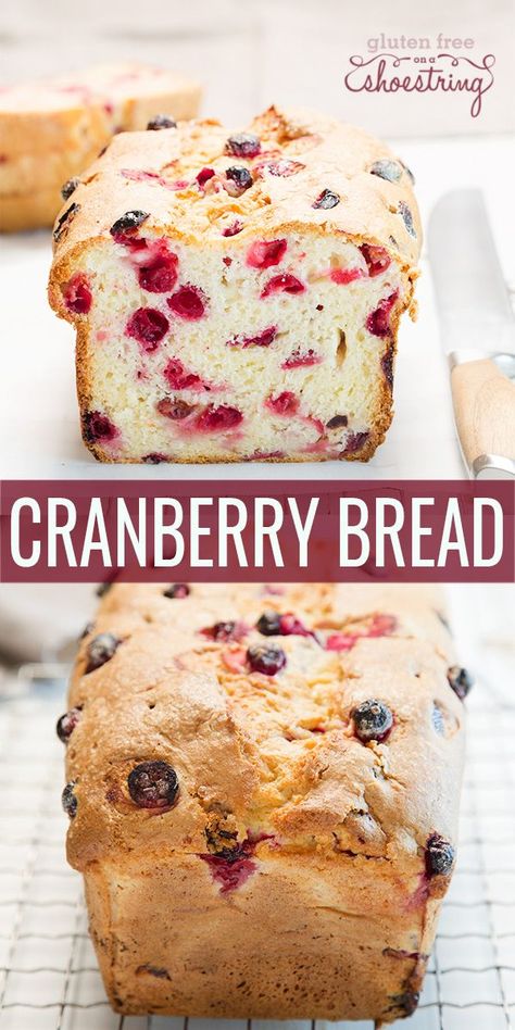 This gluten free cranberry bread is super moist, lightly sweet and only just a bit tart. It’s the perfect quick bread for your holiday table! Gluten Free Cranberry Bread, Cranberry Bread Recipes, Cranberry Orange Bread, Pain Sans Gluten, Pan Sin Gluten, Gluten Free Thanksgiving, Cranberry Bread, Gf Bread, Velvet Cupcakes