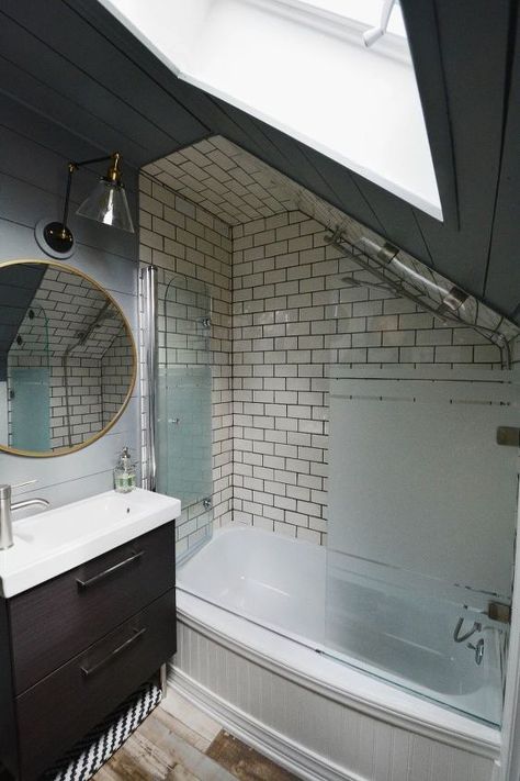 This will totally transform your bathroom on the cheap—and you can do it without waiting for hubby to help! #diy #roomtransformed #diyhomedecor #bathrooms Tiny Attic Bathroom, Shower Room Design, Shower Room Design Ideas, Small Attic Bathroom, Attic Renovation Ideas, Finished Attic, Small Attic, Attic Flooring, Attic Conversion