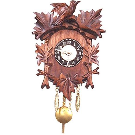 Engstler Christmas Decor Battery-Operated Clock - Mini Size Forest Clock, Chalet Style, Austin Design, Wood Wall Clock, Gongs, Wood Carved, Wooden Hand, New Wall, Cuckoo Clock