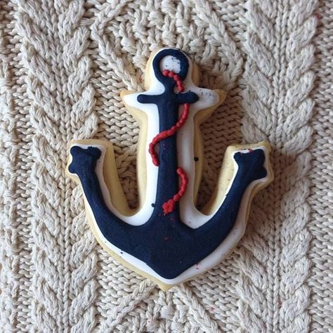 Anchor Cookies Decorated, Navy Cookies, Nautical Cookies, Anchor Cookies, Summer Sugar Cookies, Navy Party, Beach Cookies, Nautical Themed Party, Girl Bday Party