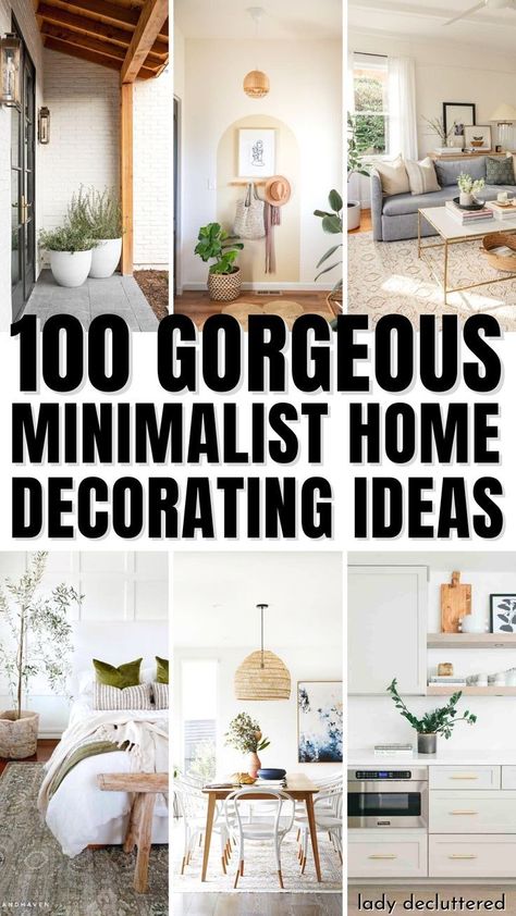 If you're looking to simplify your home décor, minimalism is the way to go. These 100 gorgeous minimalist home decorating ideas will show you how to achieve a chic, modern look with as little fuss as possible. From simple furniture arrangements to clever storage solutions, these ideas will help you create a stylish and streamlined space that you'll love spending time in. So if you're ready to declutter your home and create a simpler, more beautiful space, keep reading for inspiration! Boho On A Budget Home Decor, Minimalistic Home Aesthetic, Farmhouse Minimalist Decor, Minimalist Home Decorating, Minimalist Farmhouse Decor, Minimalist Decorating, Minimalist Home Decor Ideas, Minimalist Cottage, Cozy Farmhouse Living Room