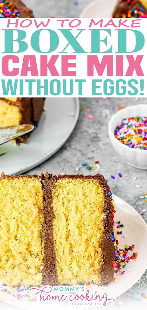 Cake Mix Without Eggs, Egg Free Dessert Recipes, Cake Recipes Without Eggs, Egg Free Desserts, Egg Free Cakes, Box Cake Recipes, Egg Free Baking, Boxed Cake Mixes Recipes, No Egg Desserts