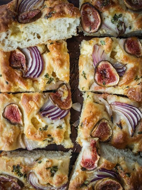 Fig Onion Cheddar Focaccia (Easy No Knead Bread Recipe) - Urban Farm and Kitchen Shawarma Spice Blend, Homemade Shawarma, Easy No Knead Bread, Shawarma Spice, No Knead Bread Recipe, Fig Bread, Shawarma Spices, Chive Blossom, Foccacia Bread