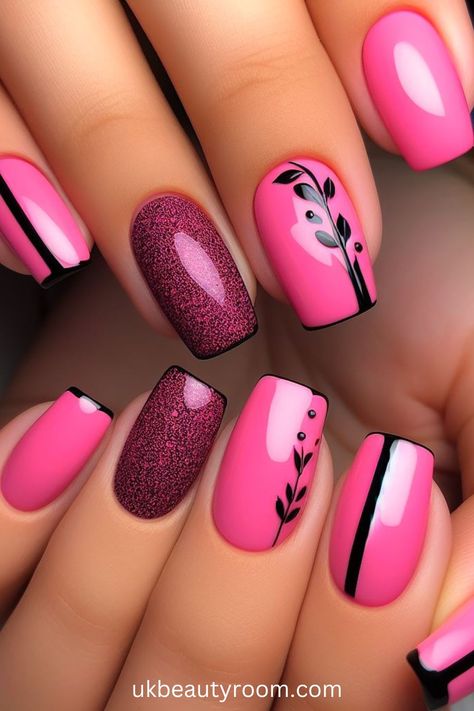 21 Pink Nail Ideas for a Gorgeous Manicure in 2024 Pink Nail Ideas, Bright Pink Nails, Pink Nail Art Designs, Mani Ideas, Nail Types, Tattoo Henna, Pink Ombre Nails, Fancy Nails Designs, Black Nail Art