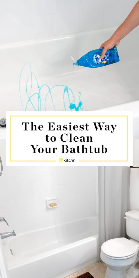 The Best Way to Clean Your Bathtub Is with Liquid Dish Soap Cleaning A Bathtub, Best Tub Cleaner, Clean A Bathtub, Deep Clean Bathroom, Bathtub Cleaner, Clean Bathtub, Best Cleaner, Apartment Cleaning, Tub Cleaner