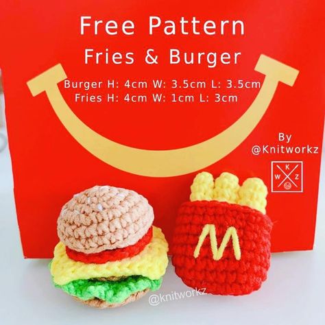 Free pattern @knitworkz 🌻 . Please follow and tag the designer of the pattern when publishing your works 🤗 . . . #amigurumifreepattern… | Instagram Keychain Crochet Pattern, Keychain Crochet, Burger And Fries, Crochet Free, Crochet Keychain, Free Sign, Unique Crochet, Amigurumi Free, Free Crochet Patterns