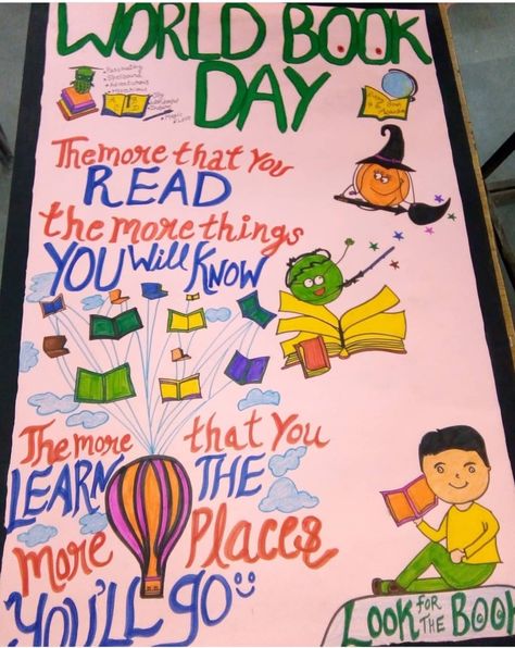 World Book Day 📚 World Book Day Drawing, World Reading Day, Slogan Writing, Hard Drawings, Classroom Charts, World Book Day, Reading Day, Book Day, Allah Wallpaper