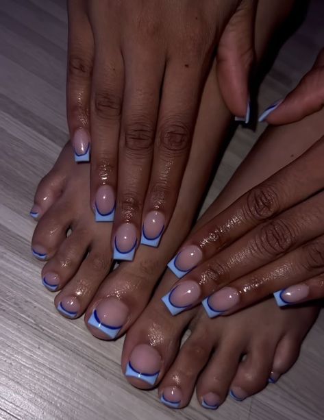 Blue Toe Nails, Gel Toe Nails, Milky Nails, Acrylic Toe Nails, Acrylic Toes, Toe Nail Color, Pretty Toe Nails, Cute Toe Nails, Blue Acrylic Nails