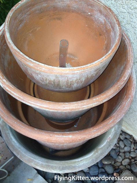 How To Make A Clay Pot Fountain this is a great step by step with pics! Pot Fountain, Homemade Water Fountains, Running Video, Diy Water Feature, Diy Water Fountain, Garden Water Fountains, Garden Water Feature, Diy Garden Fountains, Fountains Backyard